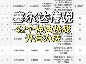 塞尔达传奇：42个神庙挑战攻略详解及图文解析指南