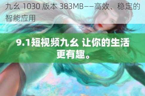 九幺 1030 版本 383MB——高效、稳定的智能应用