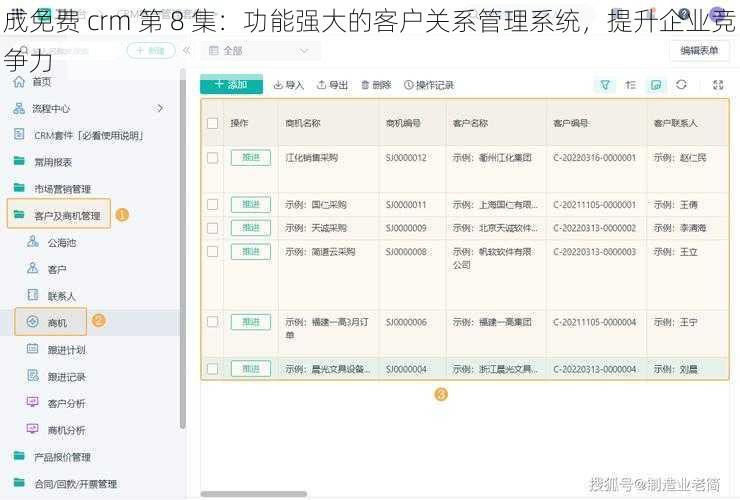 成免费 crm 第 8 集：功能强大的客户关系管理系统，提升企业竞争力