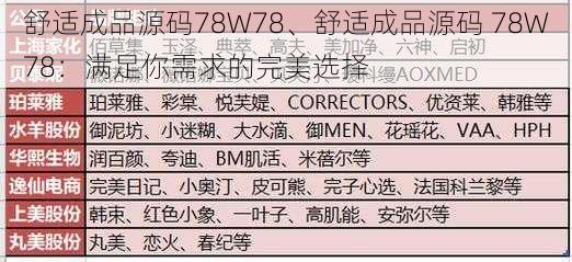 舒适成品源码78W78、舒适成品源码 78W78：满足你需求的完美选择