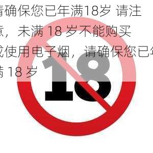 请确保您已年满18岁 请注意，未满 18 岁不能购买或使用电子烟，请确保您已年满 18 岁