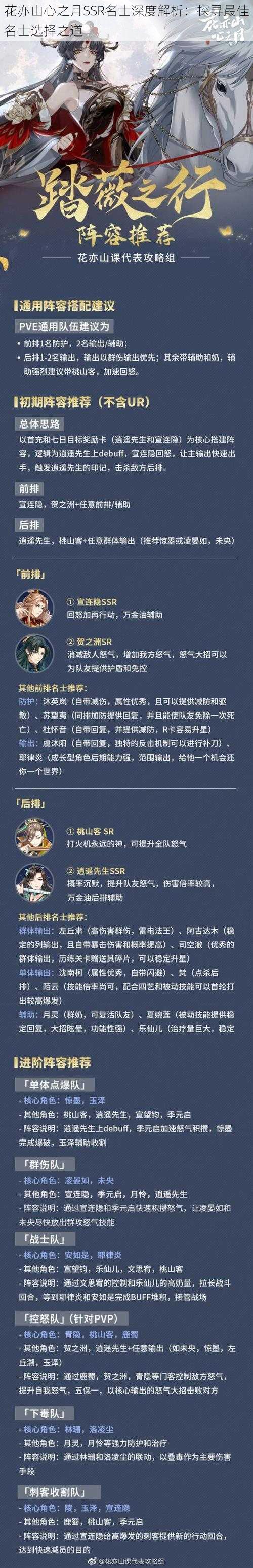 花亦山心之月SSR名士深度解析：探寻最佳名士选择之道