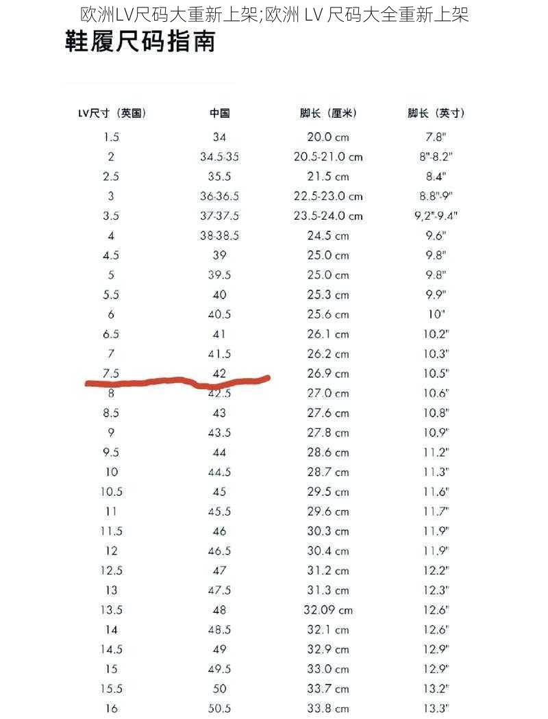 欧洲LV尺码大重新上架;欧洲 LV 尺码大全重新上架