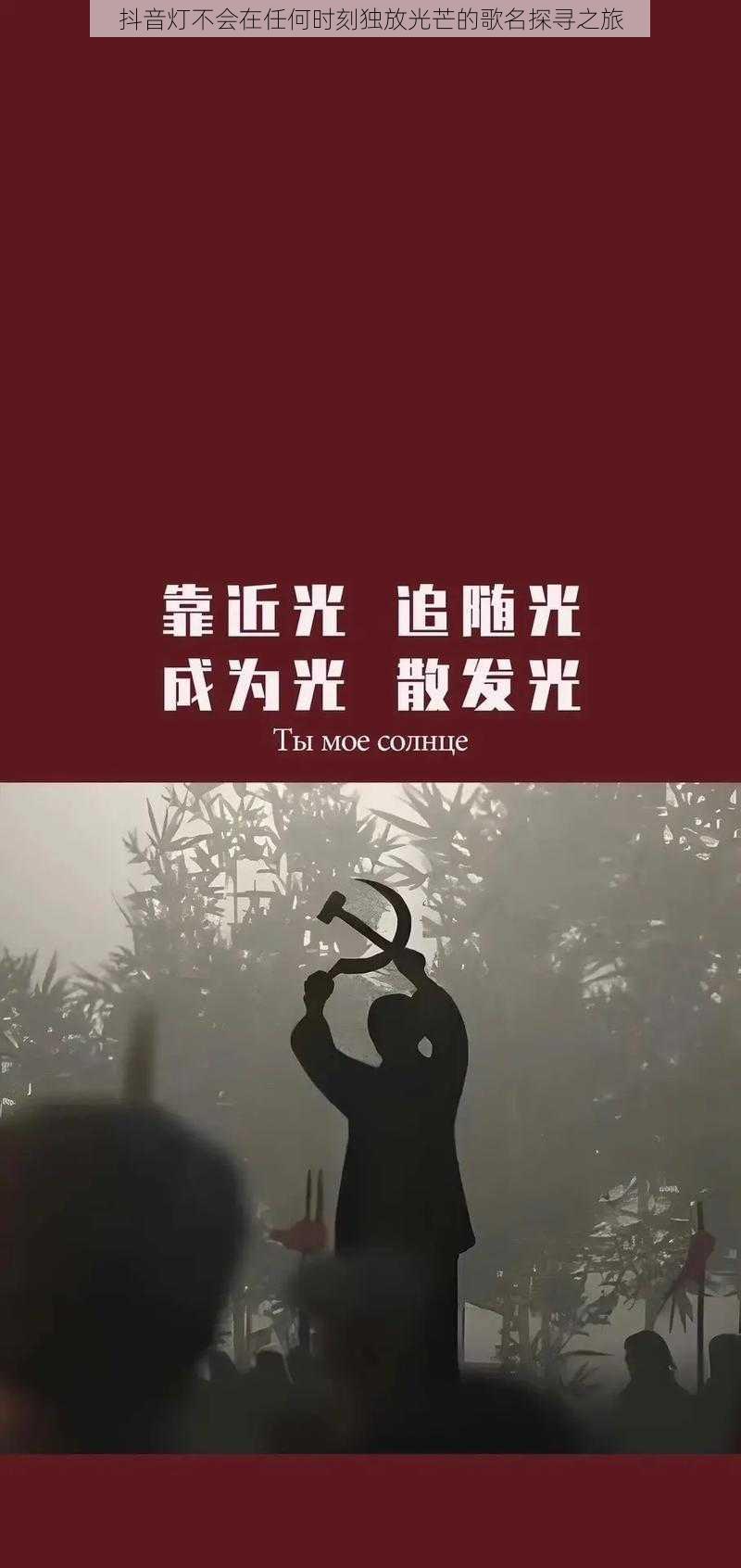 抖音灯不会在任何时刻独放光芒的歌名探寻之旅