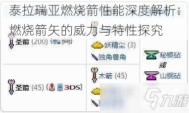 泰拉瑞亚燃烧箭性能深度解析：燃烧箭矢的威力与特性探究