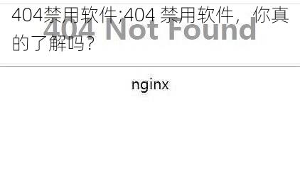 404禁用软件;404 禁用软件，你真的了解吗？