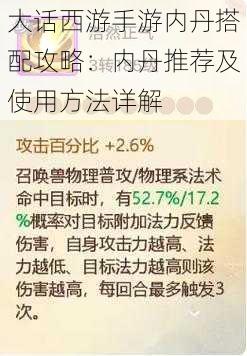 大话西游手游内丹搭配攻略：内丹推荐及使用方法详解