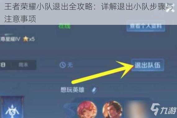王者荣耀小队退出全攻略：详解退出小队步骤与注意事项