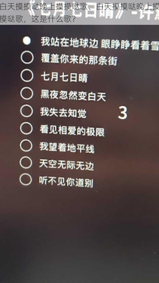 白天摸摸哒晚上摸摸哒歌、白天摸摸哒晚上摸摸哒歌，这是什么歌？