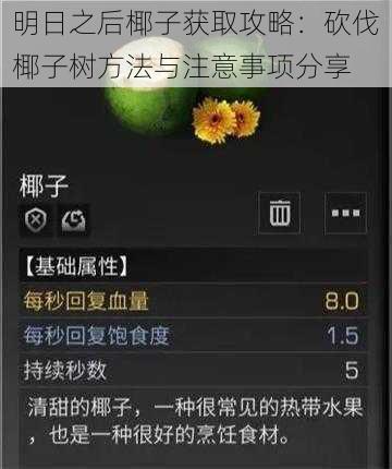 明日之后椰子获取攻略：砍伐椰子树方法与注意事项分享