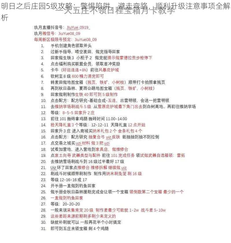 明日之后庄园5级攻略：警惕陷阱，避走弯路，顺利升级注意事项全解析