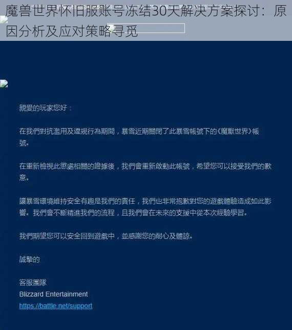 魔兽世界怀旧服账号冻结30天解决方案探讨：原因分析及应对策略寻觅