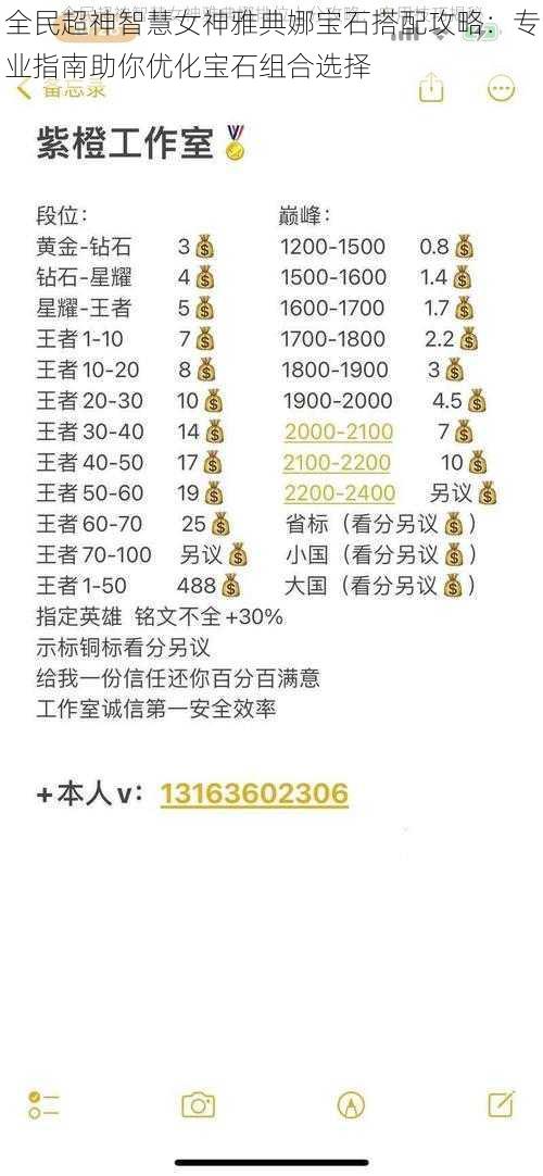 全民超神智慧女神雅典娜宝石搭配攻略：专业指南助你优化宝石组合选择