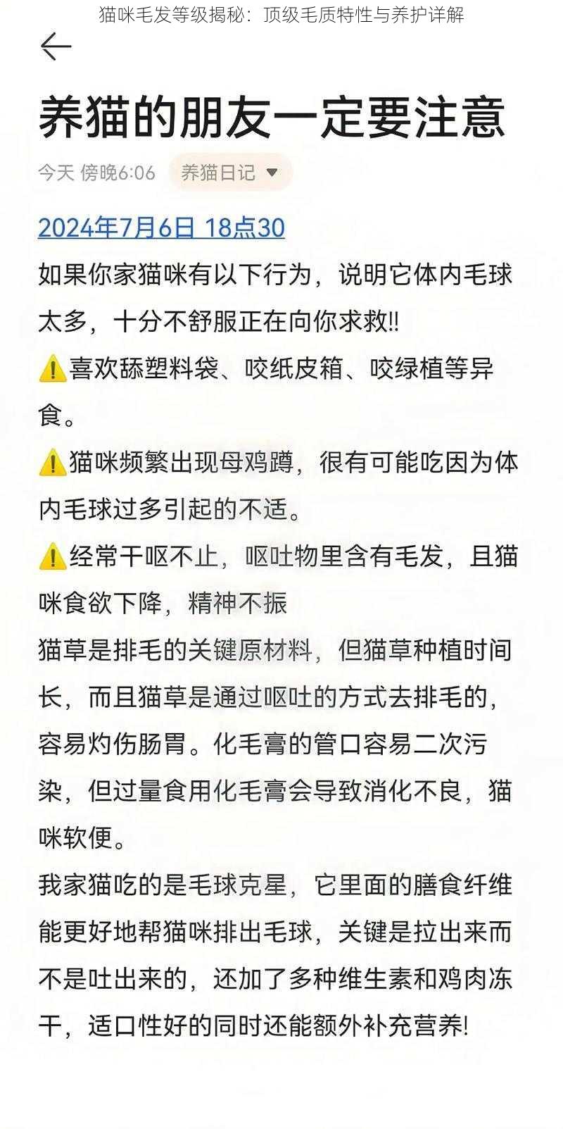 猫咪毛发等级揭秘：顶级毛质特性与养护详解