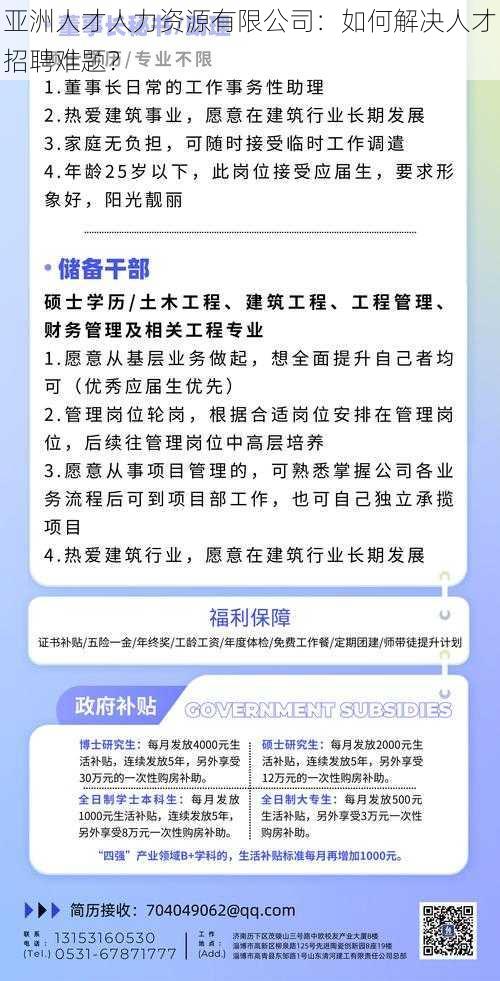 亚洲人才人力资源有限公司：如何解决人才招聘难题？