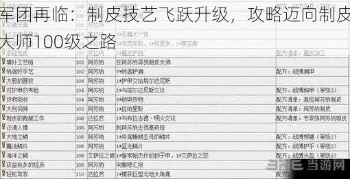 军团再临：制皮技艺飞跃升级，攻略迈向制皮大师100级之路