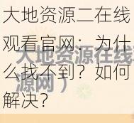 大地资源二在线观看官网：为什么找不到？如何解决？