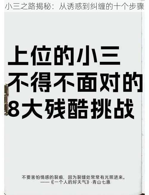 小三之路揭秘：从诱惑到纠缠的十个步骤