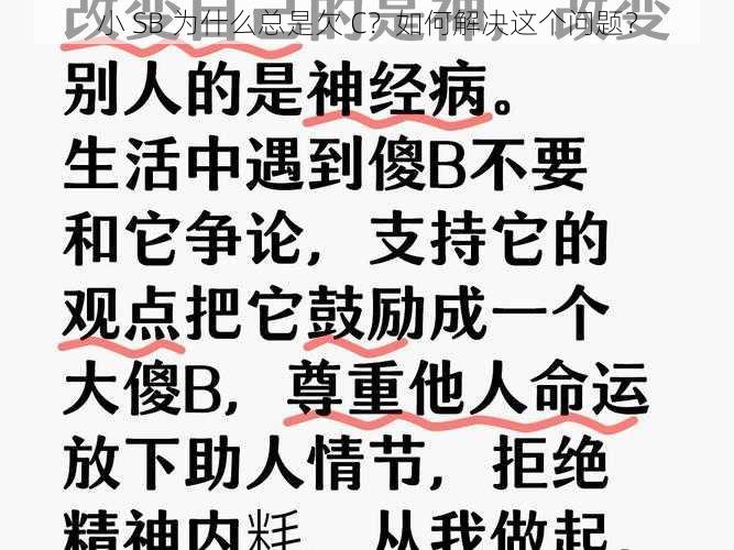 小 SB 为什么总是欠 C？如何解决这个问题？